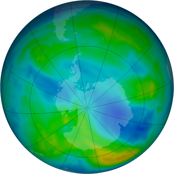 Antarctic ozone map for 19 May 2009